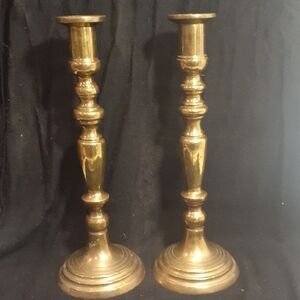 Pair Of Elegant Solid Brass Candlestick Candle Holders 13"